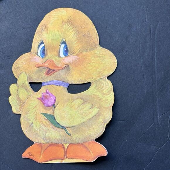 VTG Unused Hallmark Die Cut Greeting Card Adorable Yellow Chick Fuzzy 70/80s - Picture 3 of 7